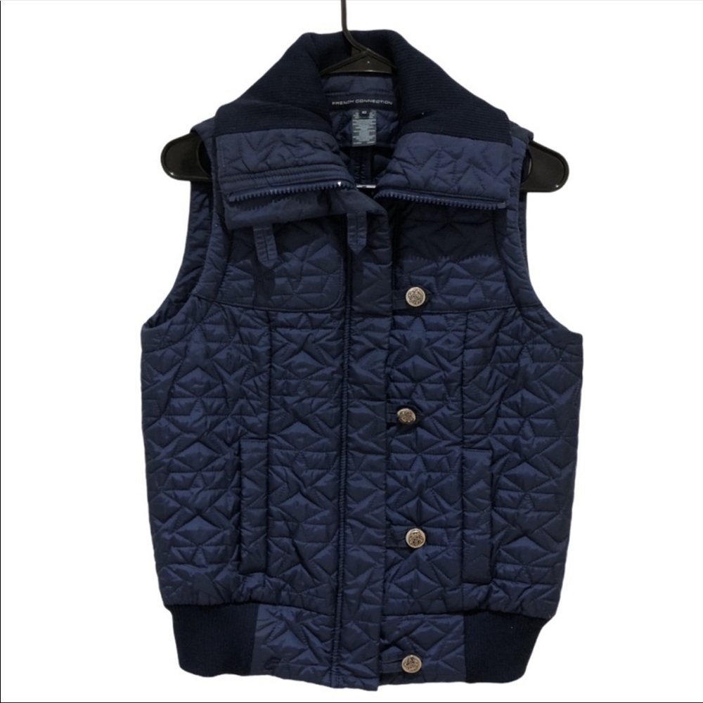 French Connection Blue Zip Vest Size 10 Medium